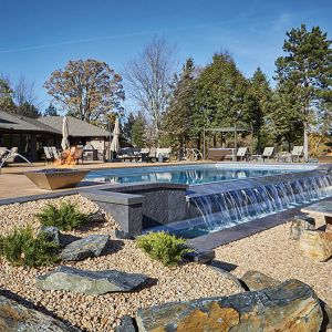 Concrete Pool Deck with Fountain Effect